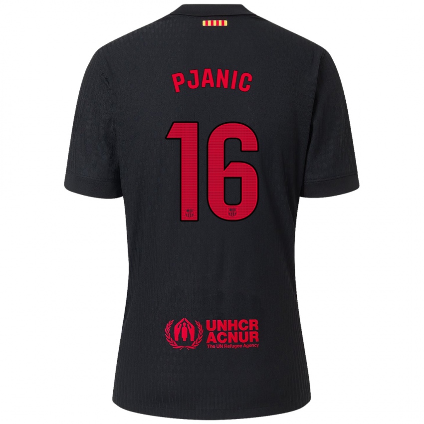 Enfant Maillot Miralem Pjanic #16 Noir Rouge Tenues Extérieur 2024/25 T-Shirt Belgique