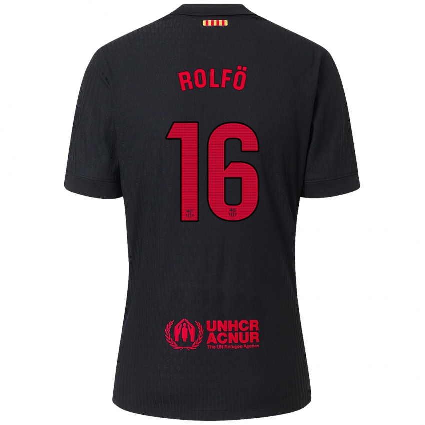 Enfant Maillot Fridolina Rolfo #16 Noir Rouge Tenues Extérieur 2024/25 T-Shirt Belgique