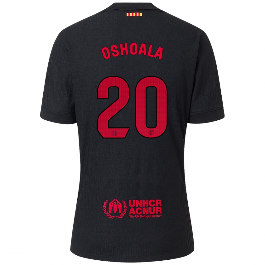 Kinderen Asisat Oshoala #20 Zwart Rood Uitshirt Uittenue 2024/25 T-Shirt België