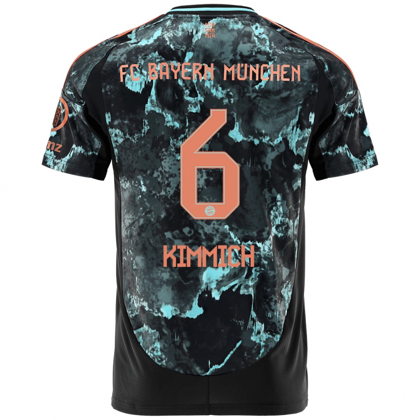 Kinder Joshua Kimmich #6 Schwarz Auswärtstrikot Trikot 2024/25 T-Shirt Belgien