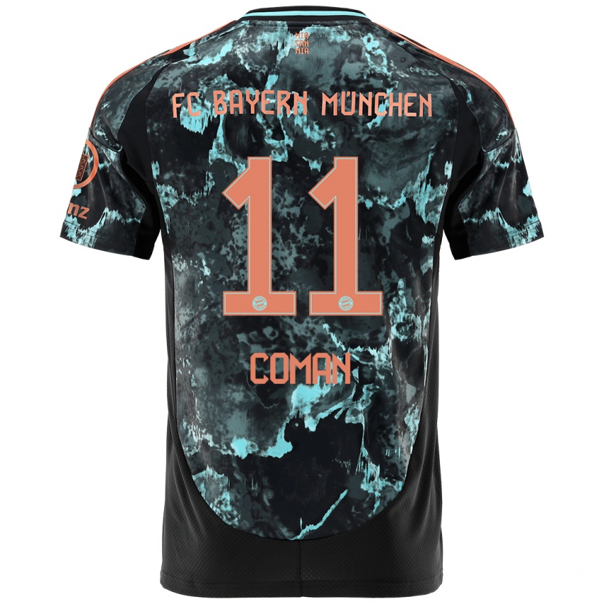 Enfant Maillot Kingsley Coman #11 Noir Tenues Extérieur 2024/25 T-Shirt Belgique