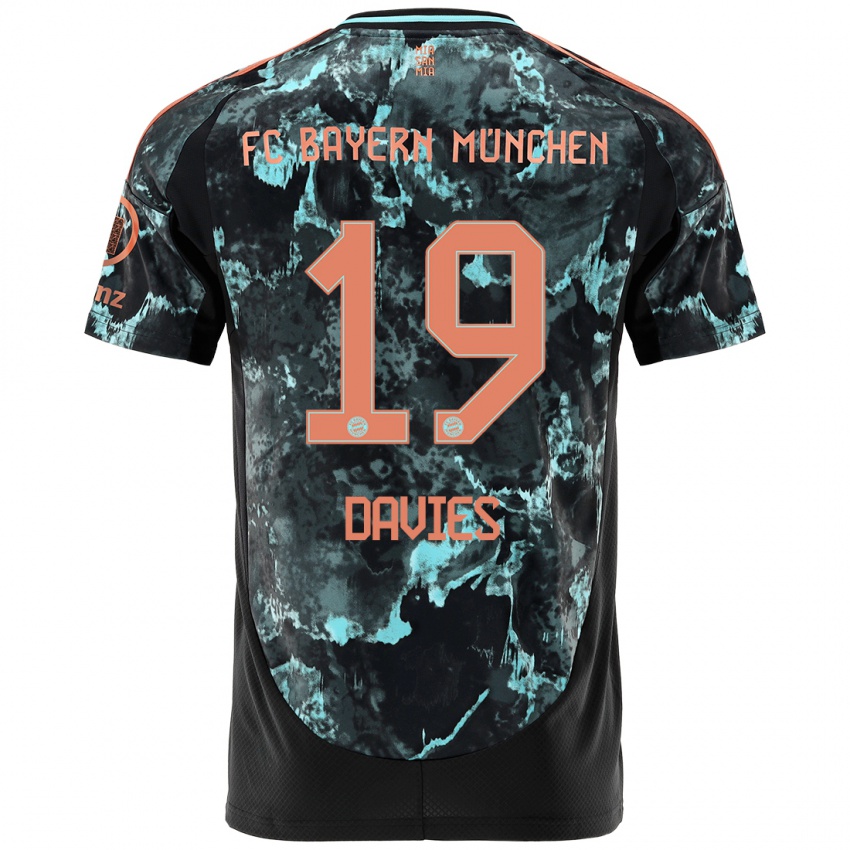 Kinderen Alphonso Davies #19 Zwart Uitshirt Uittenue 2024/25 T-Shirt België