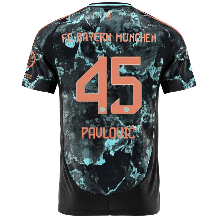 Kinderen Aleksandar Pavlovic #45 Zwart Uitshirt Uittenue 2024/25 T-Shirt België