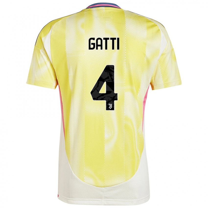 Enfant Maillot Federico Gatti #4 Jaune Solaire Tenues Extérieur 2024/25 T-Shirt Belgique