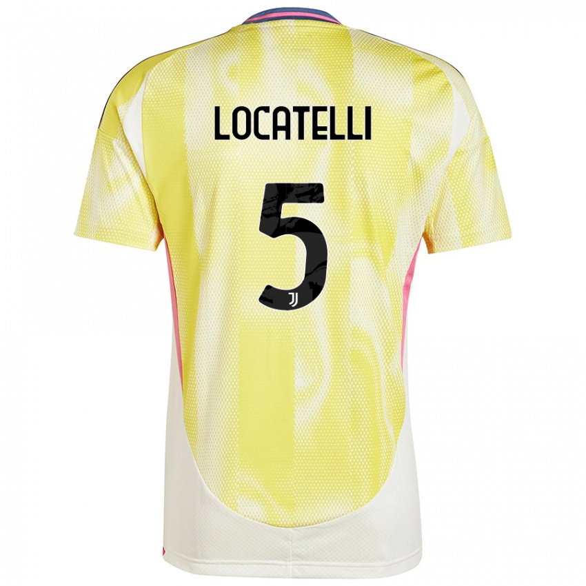 Enfant Maillot Manuel Locatelli #5 Jaune Solaire Tenues Extérieur 2024/25 T-Shirt Belgique