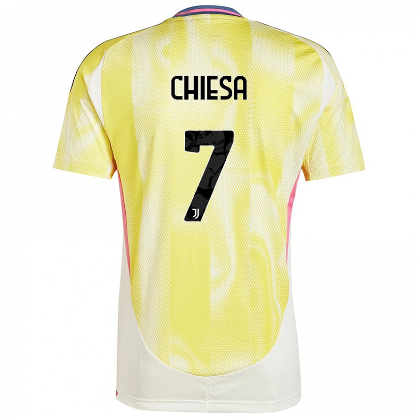 Enfant Maillot Federico Chiesa #7 Jaune Solaire Tenues Extérieur 2024/25 T-Shirt Belgique