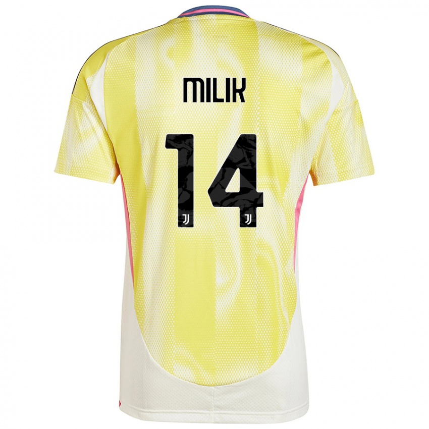 Enfant Maillot Arkadiusz Milik #14 Jaune Solaire Tenues Extérieur 2024/25 T-Shirt Belgique