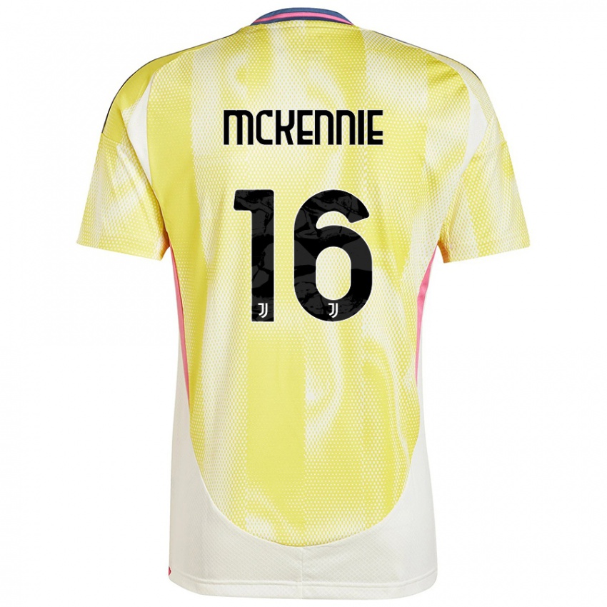 Enfant Maillot Weston Mckennie #16 Jaune Solaire Tenues Extérieur 2024/25 T-Shirt Belgique