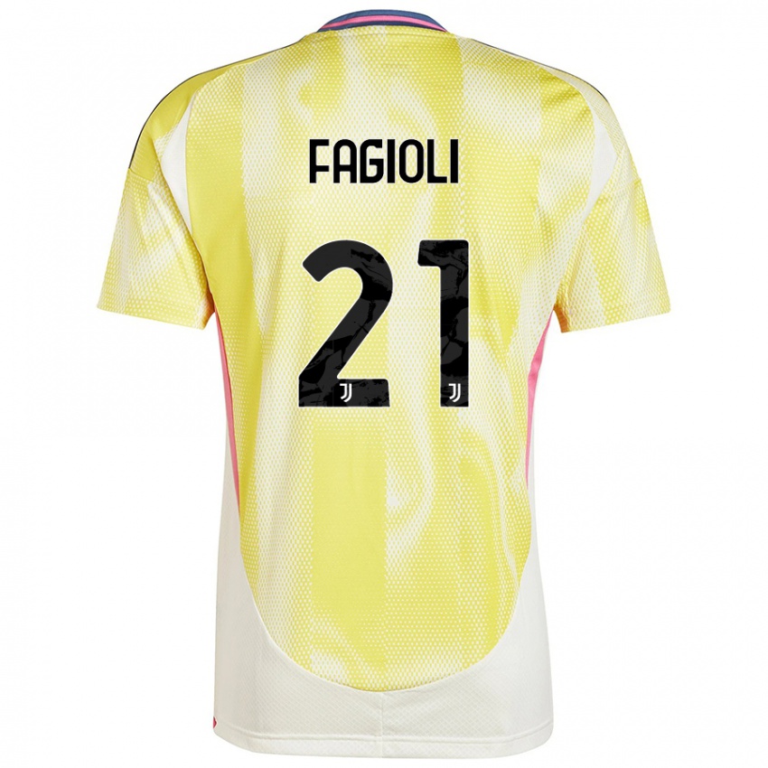 Enfant Maillot Nicolo Fagioli #21 Jaune Solaire Tenues Extérieur 2024/25 T-Shirt Belgique