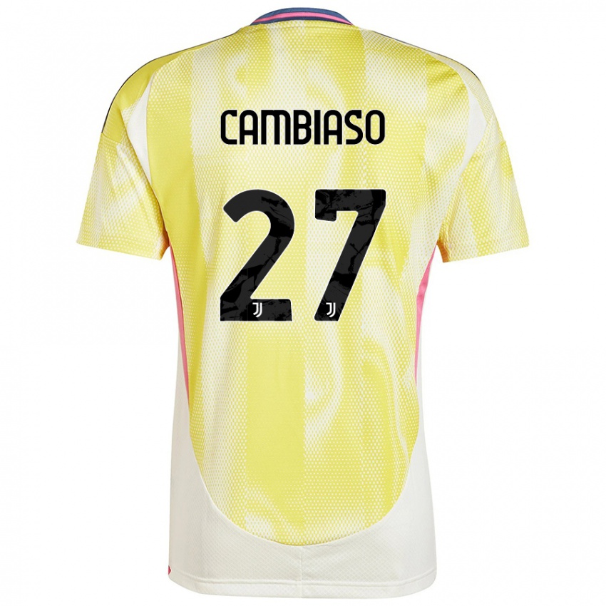 Enfant Maillot Andrea Cambiaso #27 Jaune Solaire Tenues Extérieur 2024/25 T-Shirt Belgique