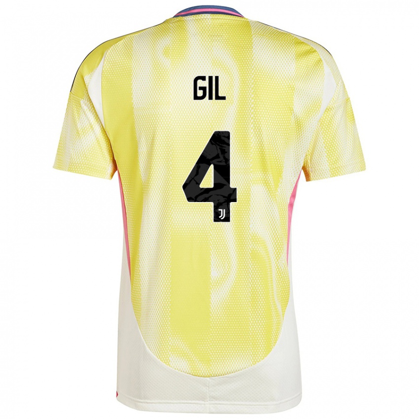 Enfant Maillot Javier Gil #4 Jaune Solaire Tenues Extérieur 2024/25 T-Shirt Belgique