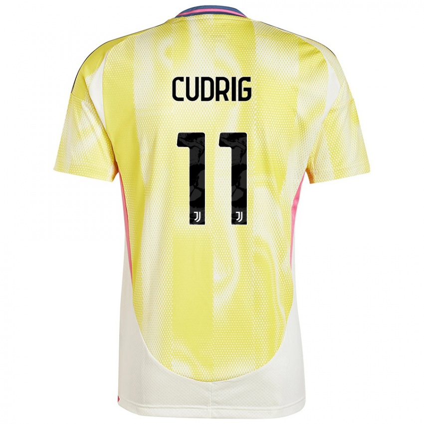 Enfant Maillot Nicolò Cudrig #11 Jaune Solaire Tenues Extérieur 2024/25 T-Shirt Belgique