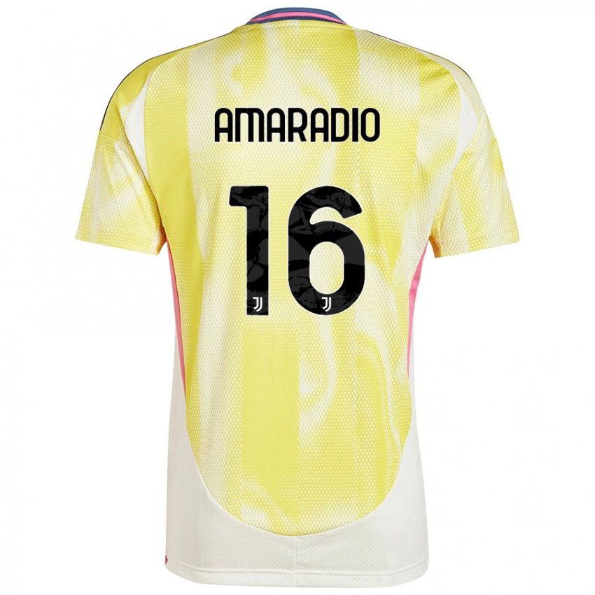 Enfant Maillot Luca Amaradio #16 Jaune Solaire Tenues Extérieur 2024/25 T-Shirt Belgique