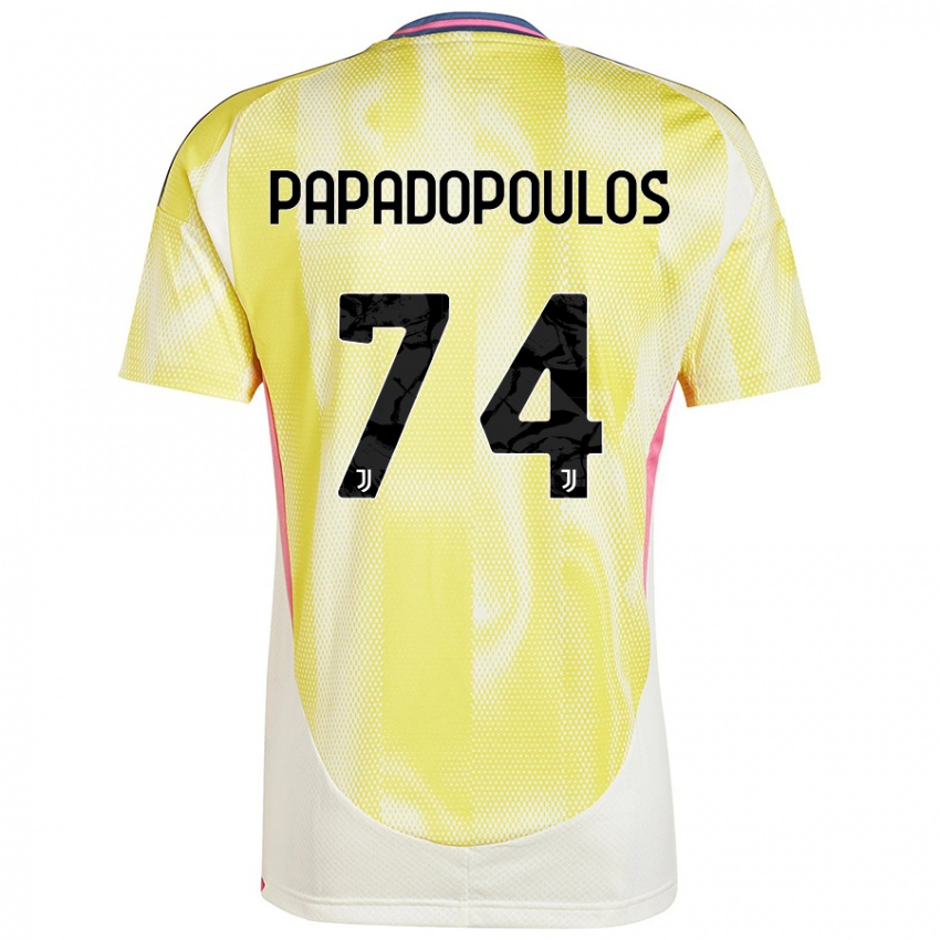 Enfant Maillot Christos Papadopoulos #74 Jaune Solaire Tenues Extérieur 2024/25 T-Shirt Belgique