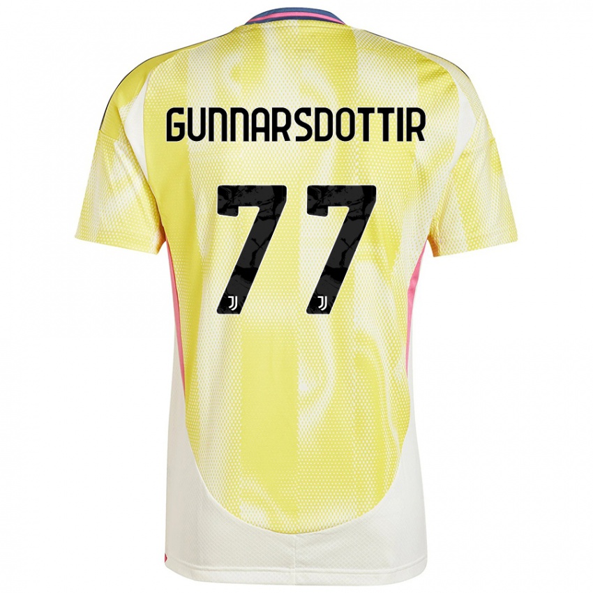 Enfant Maillot Sara Bjork Gunnarsdottir #77 Jaune Solaire Tenues Extérieur 2024/25 T-Shirt Belgique