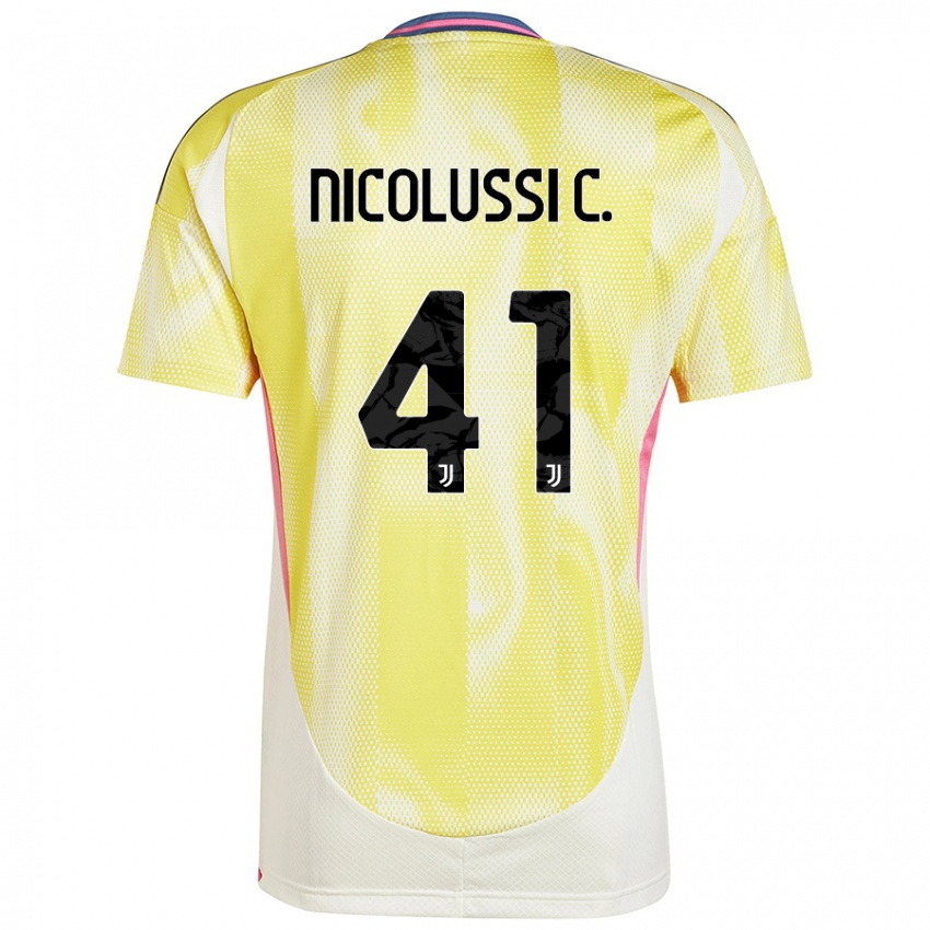 Enfant Maillot Hans Nicolussi Caviglia #41 Jaune Solaire Tenues Extérieur 2024/25 T-Shirt Belgique