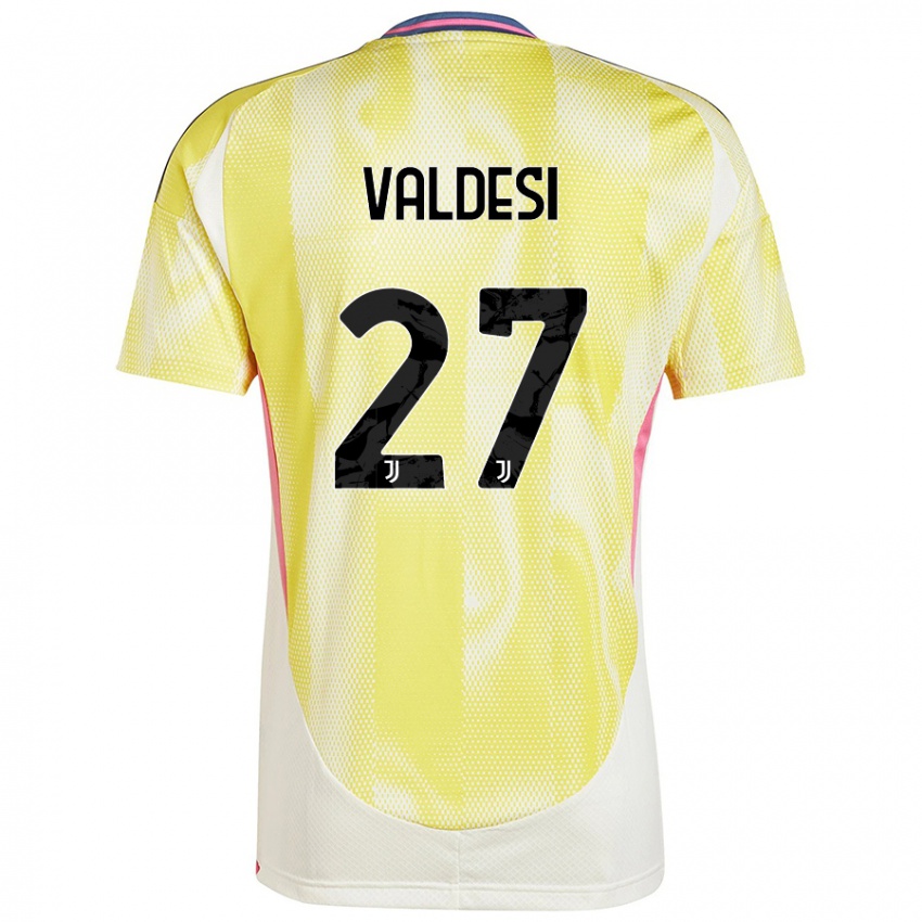 Enfant Maillot Andrea Valdesi #27 Jaune Solaire Tenues Extérieur 2024/25 T-Shirt Belgique