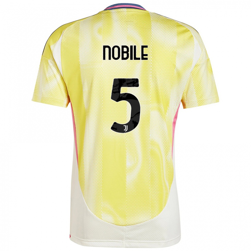 Enfant Maillot Riccardo Nobile #5 Jaune Solaire Tenues Extérieur 2024/25 T-Shirt Belgique