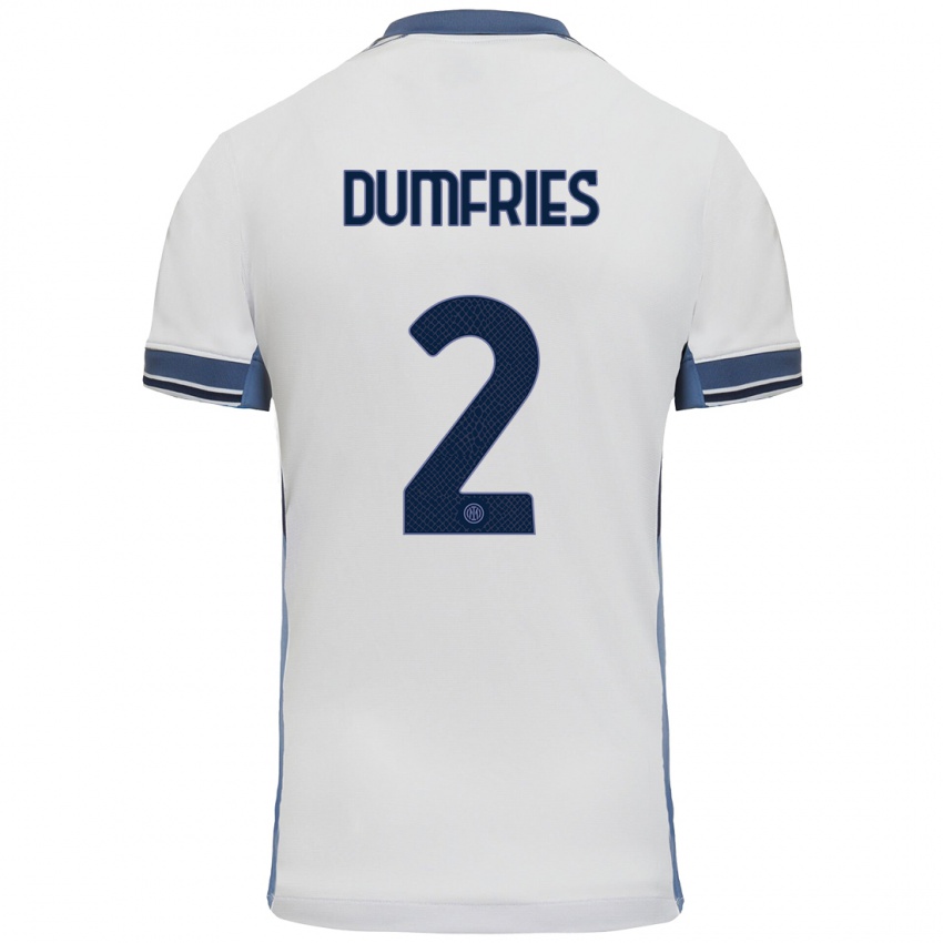 Kinderen Denzel Dumfries #2 Wit Grijs Uitshirt Uittenue 2024/25 T-Shirt België