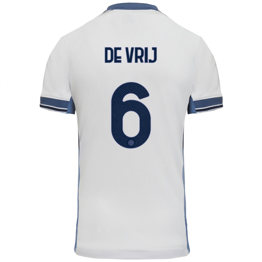 Kinderen Stefan De Vrij #6 Wit Grijs Uitshirt Uittenue 2024/25 T-Shirt België