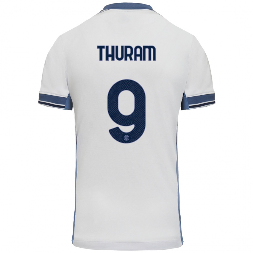 Enfant Maillot Marcus Thuram #9 Blanc Gris Tenues Extérieur 2024/25 T-Shirt Belgique