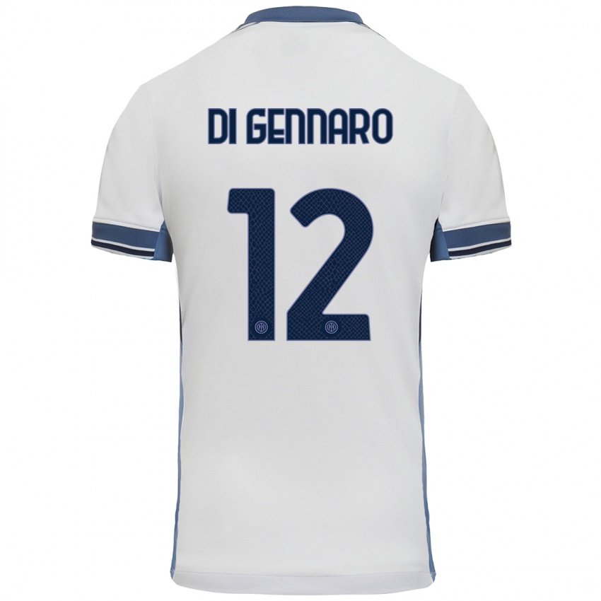 Enfant Maillot Raffaele Di Gennaro #12 Blanc Gris Tenues Extérieur 2024/25 T-Shirt Belgique