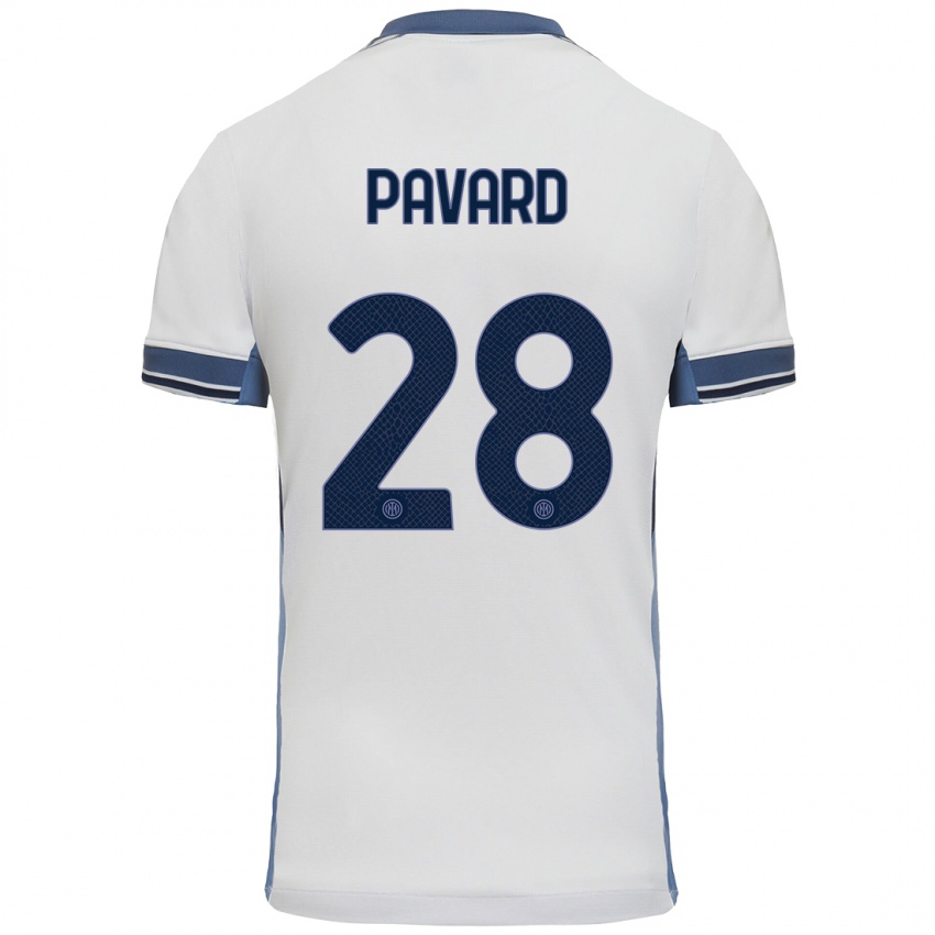 Enfant Maillot Benjamin Pavard #28 Blanc Gris Tenues Extérieur 2024/25 T-Shirt Belgique