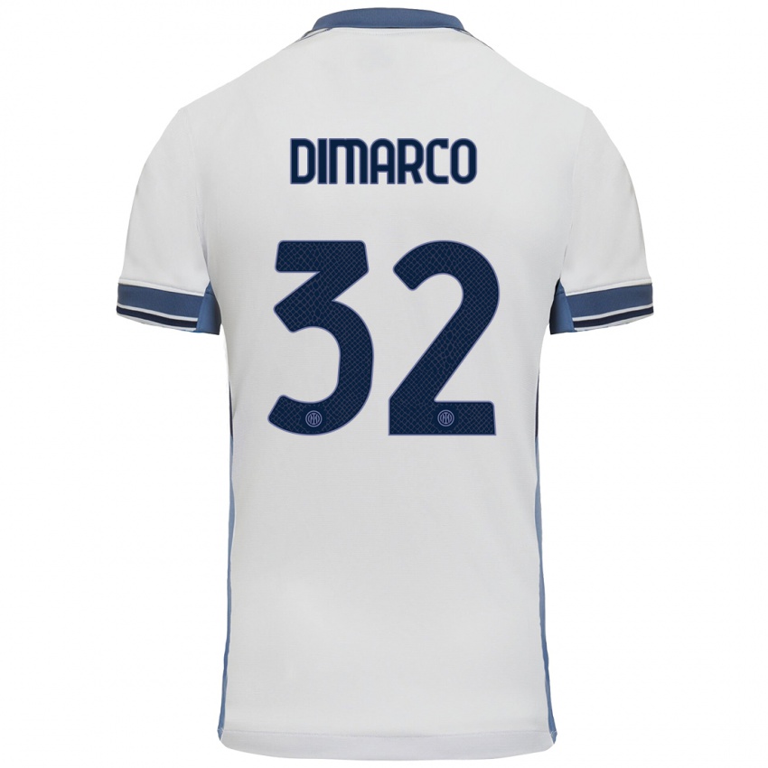 Kinderen Federico Dimarco #32 Wit Grijs Uitshirt Uittenue 2024/25 T-Shirt België