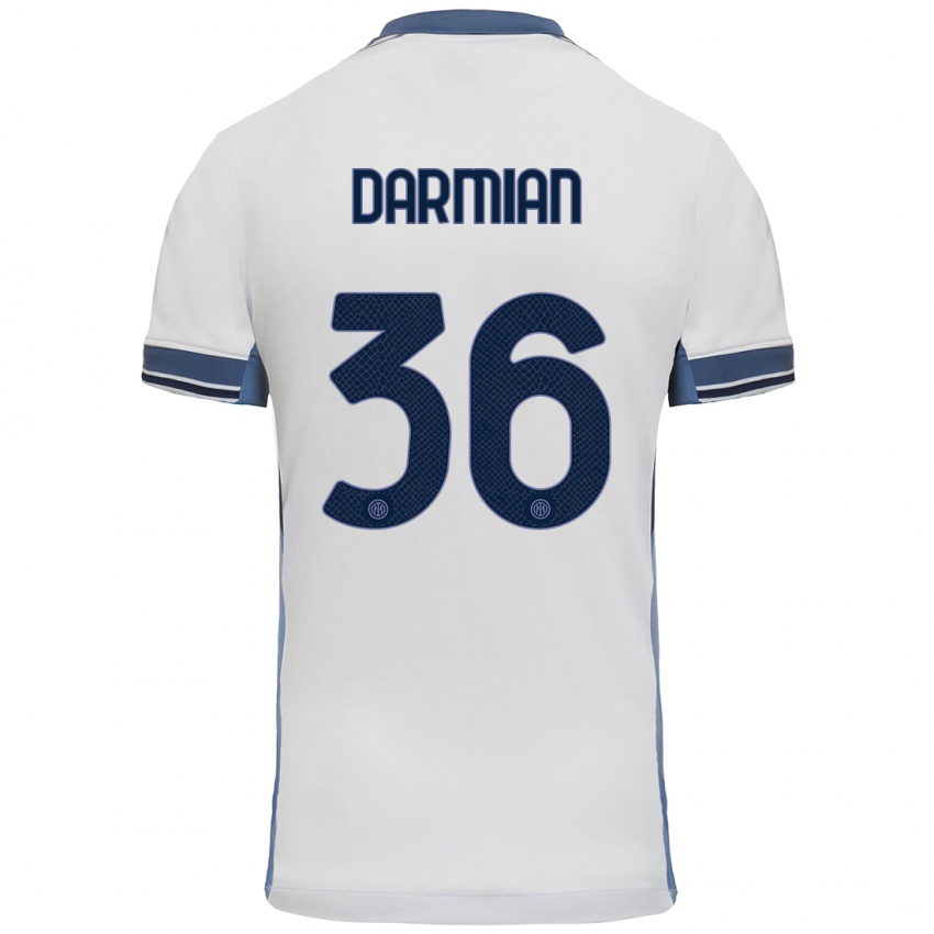 Kinderen Matteo Darmian #36 Wit Grijs Uitshirt Uittenue 2024/25 T-Shirt België