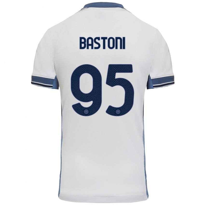 Kinderen Alessandro Bastoni #95 Wit Grijs Uitshirt Uittenue 2024/25 T-Shirt België