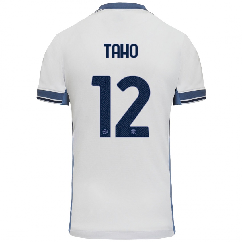 Enfant Maillot Alain Taho #12 Blanc Gris Tenues Extérieur 2024/25 T-Shirt Belgique