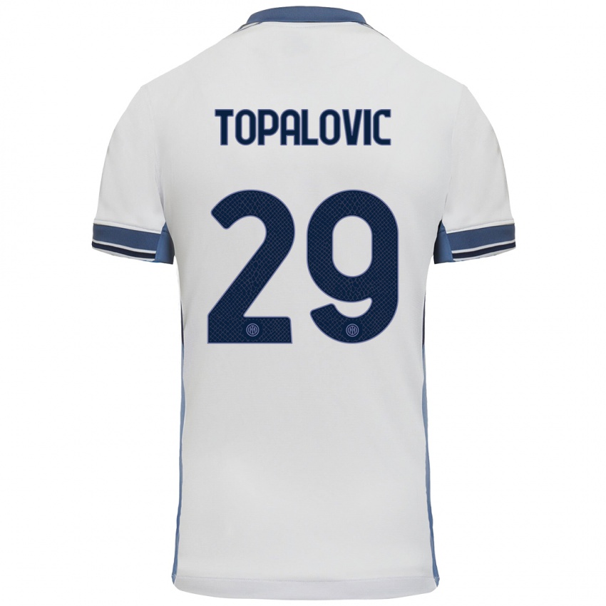 Enfant Maillot Luka Topalovic #29 Blanc Gris Tenues Extérieur 2024/25 T-Shirt Belgique