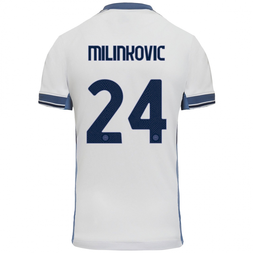 Enfant Maillot Marija Milinković #24 Blanc Gris Tenues Extérieur 2024/25 T-Shirt Belgique