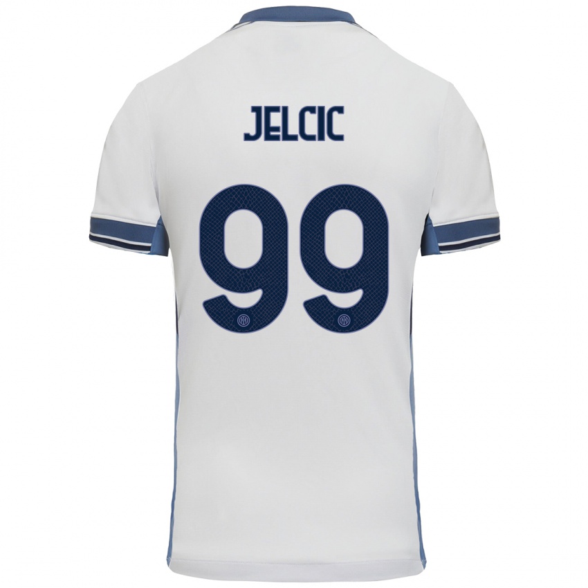 Enfant Maillot Maja Jelčić #99 Blanc Gris Tenues Extérieur 2024/25 T-Shirt Belgique