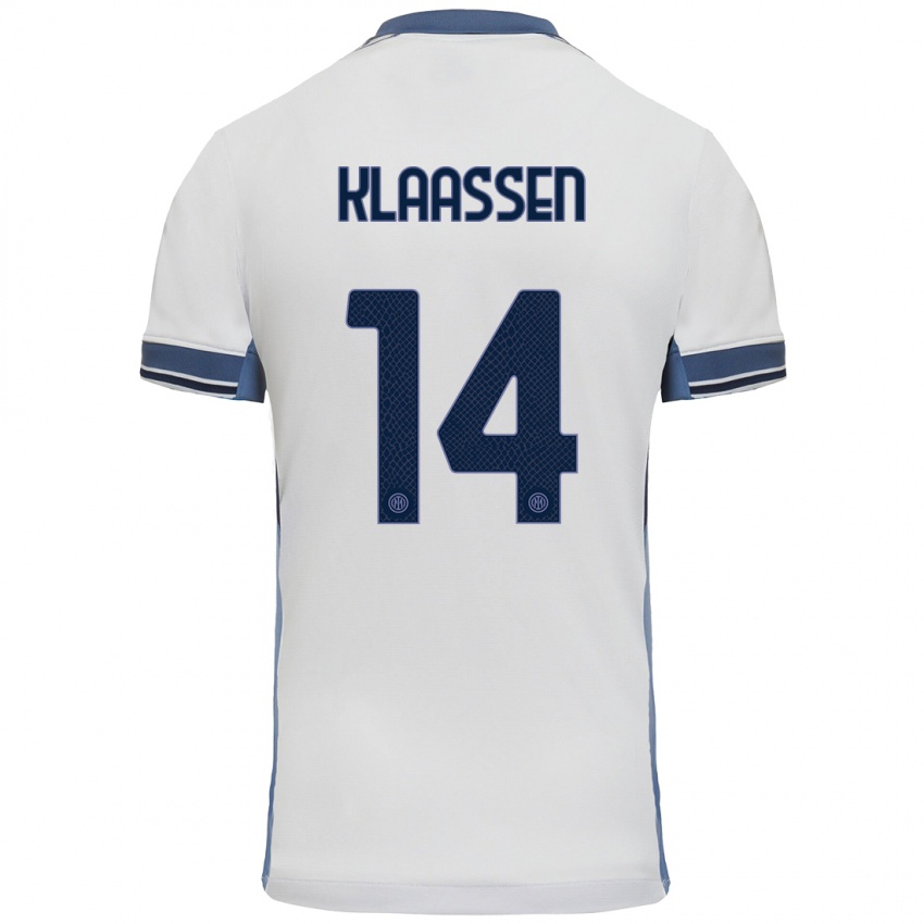 Enfant Maillot Davy Klaassen #14 Blanc Gris Tenues Extérieur 2024/25 T-Shirt Belgique