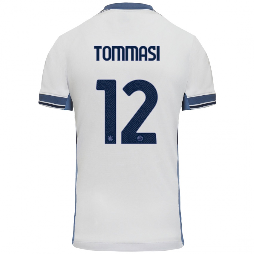 Enfant Maillot Francesco Tommasi #12 Blanc Gris Tenues Extérieur 2024/25 T-Shirt Belgique