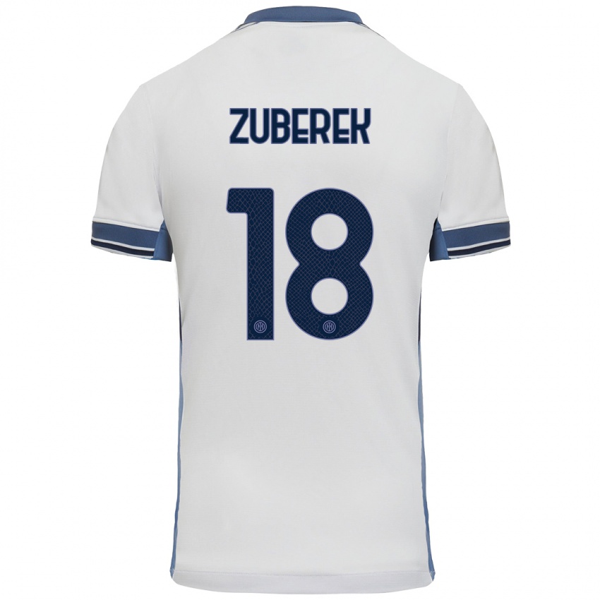 Enfant Maillot Jan Zuberek #18 Blanc Gris Tenues Extérieur 2024/25 T-Shirt Belgique