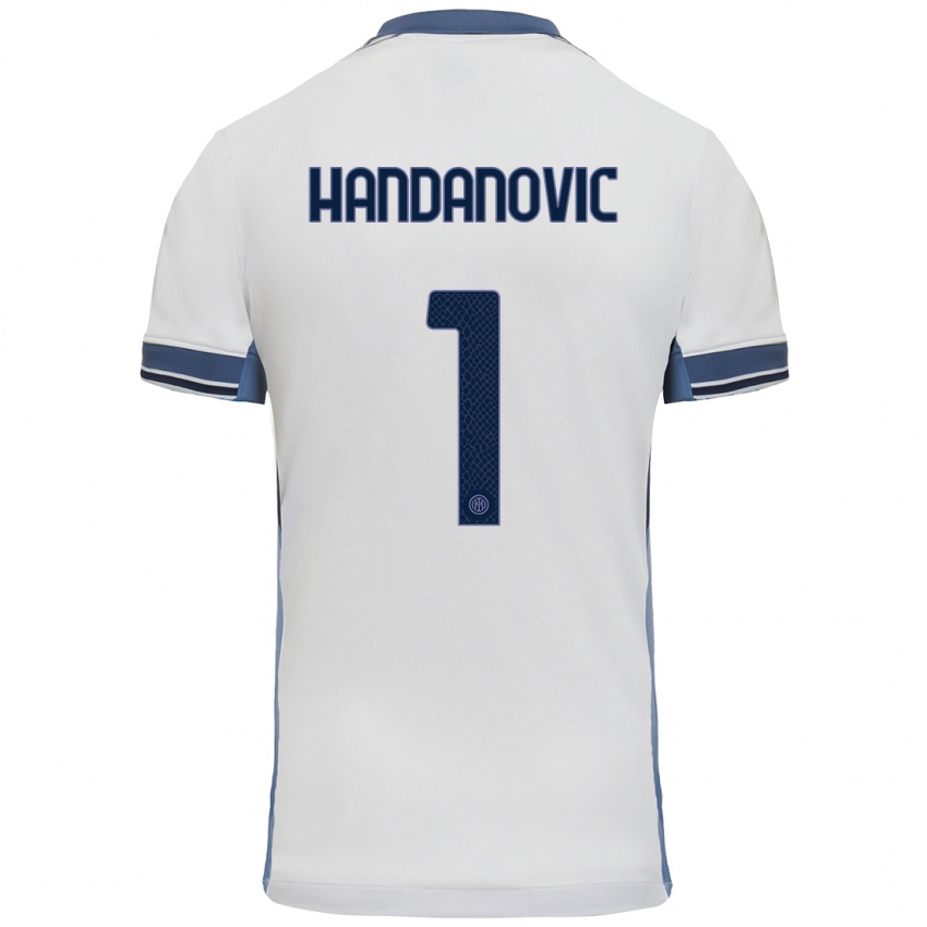 Enfant Maillot Samir Handanovic #1 Blanc Gris Tenues Extérieur 2024/25 T-Shirt Belgique