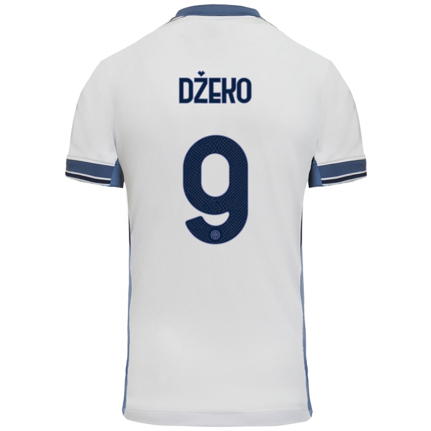 Enfant Maillot Edin Dzeko #9 Blanc Gris Tenues Extérieur 2024/25 T-Shirt Belgique