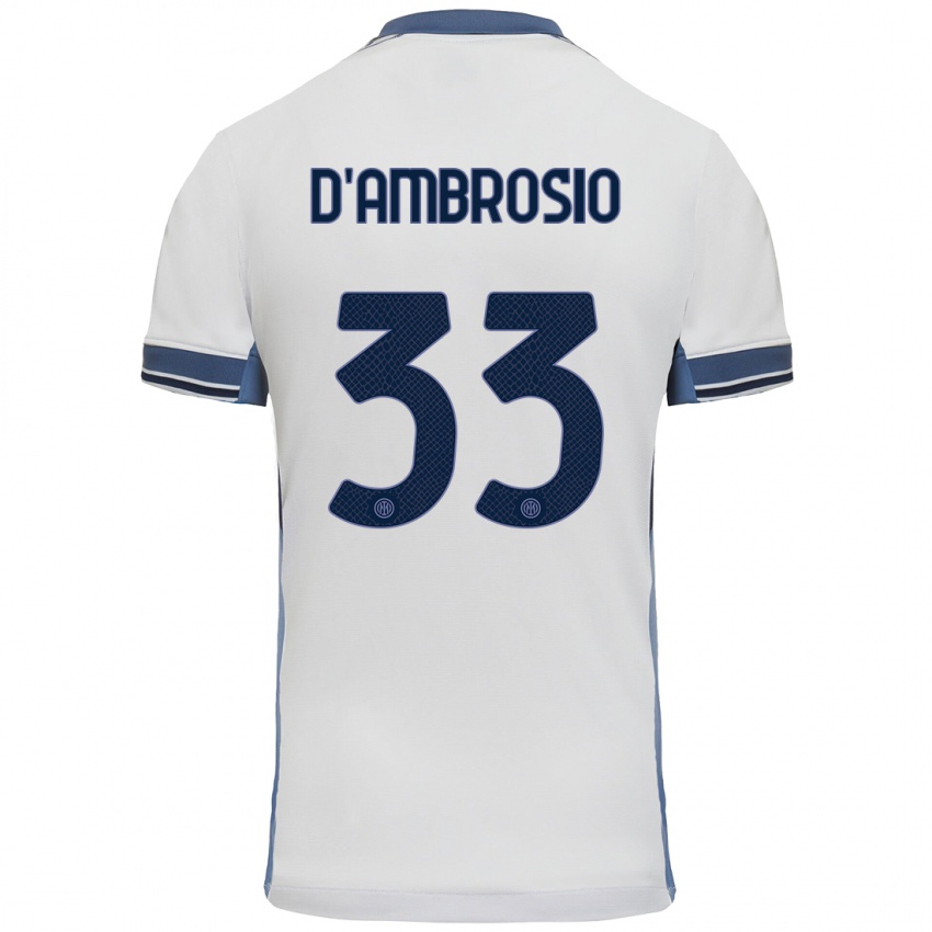 Enfant Maillot Danilo D'ambrosio #33 Blanc Gris Tenues Extérieur 2024/25 T-Shirt Belgique