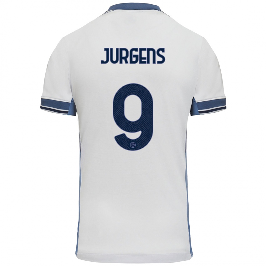 Kinderen Oliver Jurgens #9 Wit Grijs Uitshirt Uittenue 2024/25 T-Shirt België