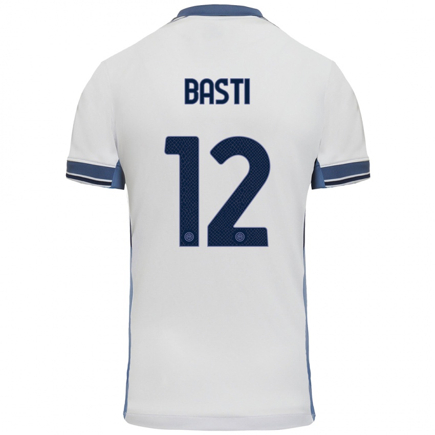 Enfant Maillot Matteo Basti #12 Blanc Gris Tenues Extérieur 2024/25 T-Shirt Belgique