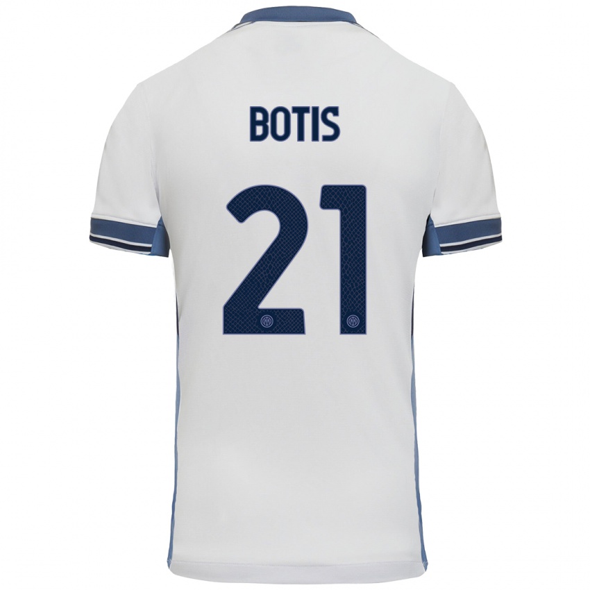 Enfant Maillot Nikolaos Botis #21 Blanc Gris Tenues Extérieur 2024/25 T-Shirt Belgique