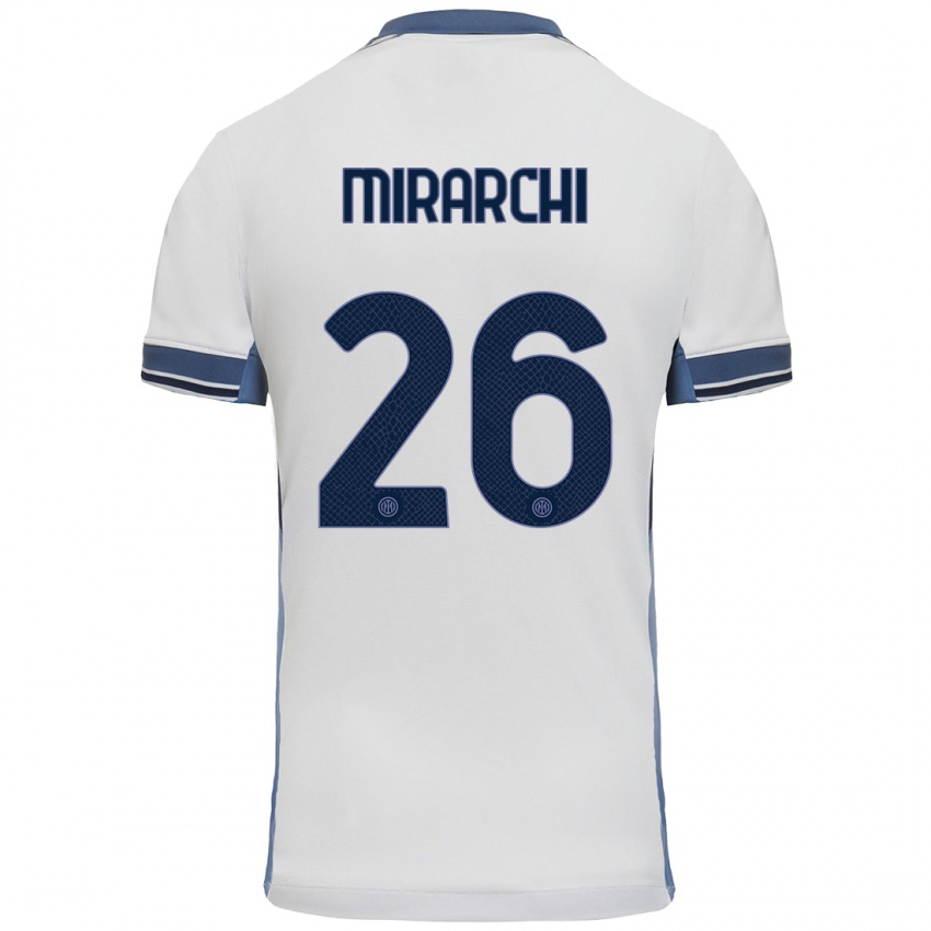 Enfant Maillot Mattia Mirarchi #26 Blanc Gris Tenues Extérieur 2024/25 T-Shirt Belgique