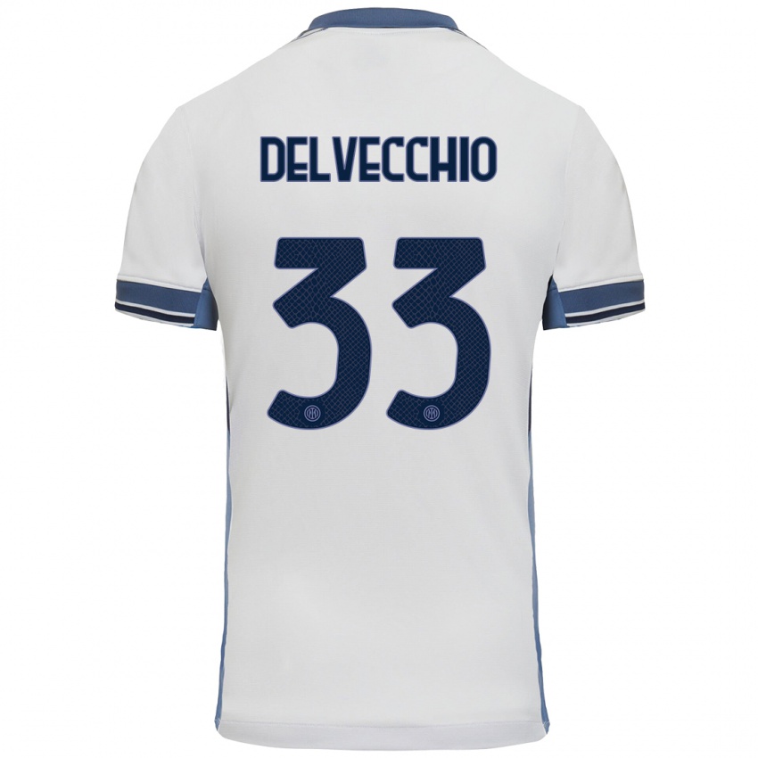 Kinder Gabriele Delvecchio #33 Weißgrau Auswärtstrikot Trikot 2024/25 T-Shirt Belgien