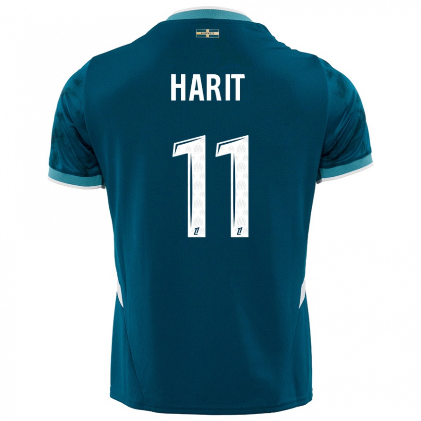 Enfant Maillot Amine Harit #11 Turquoise Bleu Tenues Extérieur 2024/25 T-Shirt Belgique