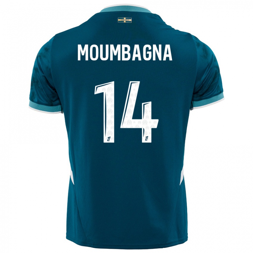 Enfant Maillot Faris Moumbagna #14 Turquoise Bleu Tenues Extérieur 2024/25 T-Shirt Belgique