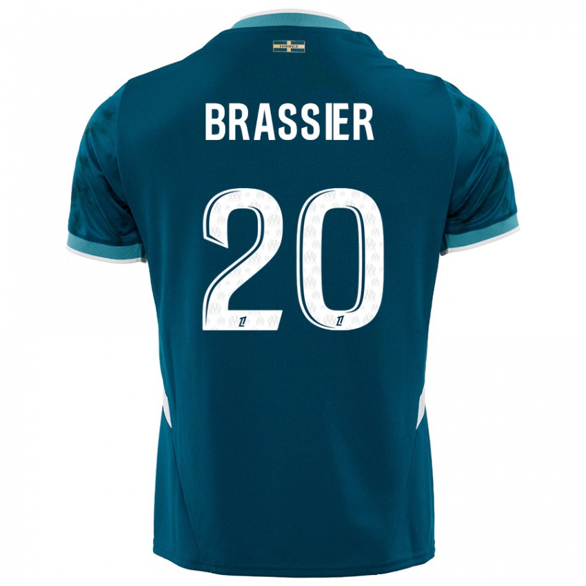 Enfant Maillot Lilian Brassier #20 Turquoise Bleu Tenues Extérieur 2024/25 T-Shirt Belgique