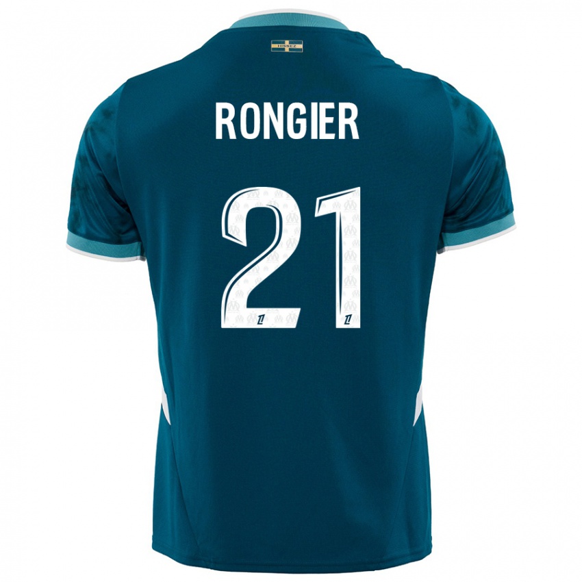 Kinderen Valentin Rongier #21 Turkoois Blauw Uitshirt Uittenue 2024/25 T-Shirt België