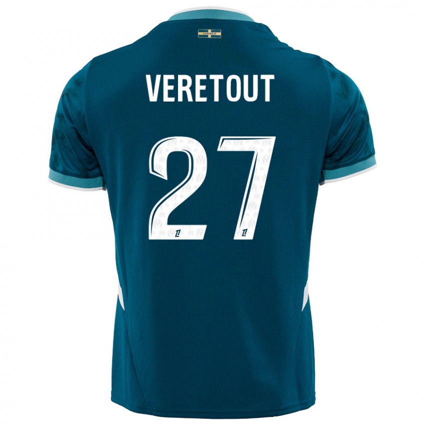 Enfant Maillot Jordan Veretout #27 Turquoise Bleu Tenues Extérieur 2024/25 T-Shirt Belgique